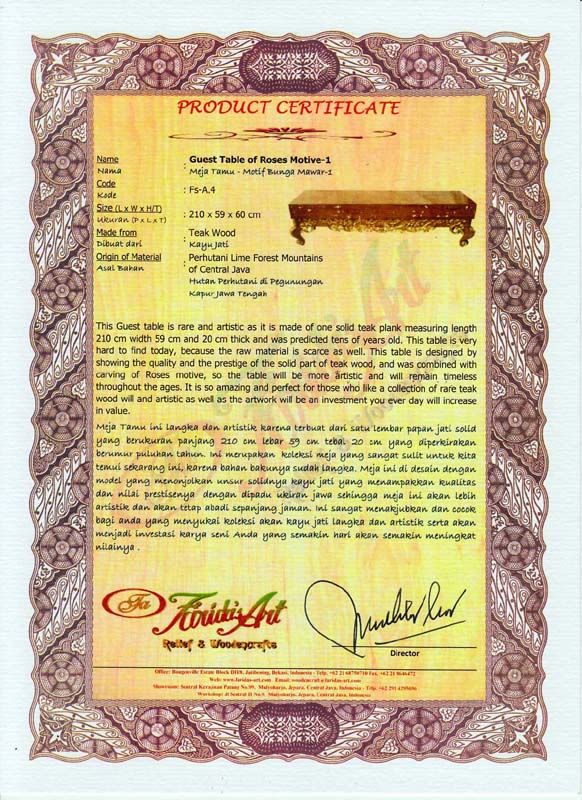Meja Tamu - Bunga Mawar 1
